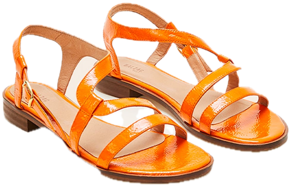 Sandales plates orange à brides