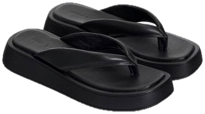 Tongs noires à plateforme